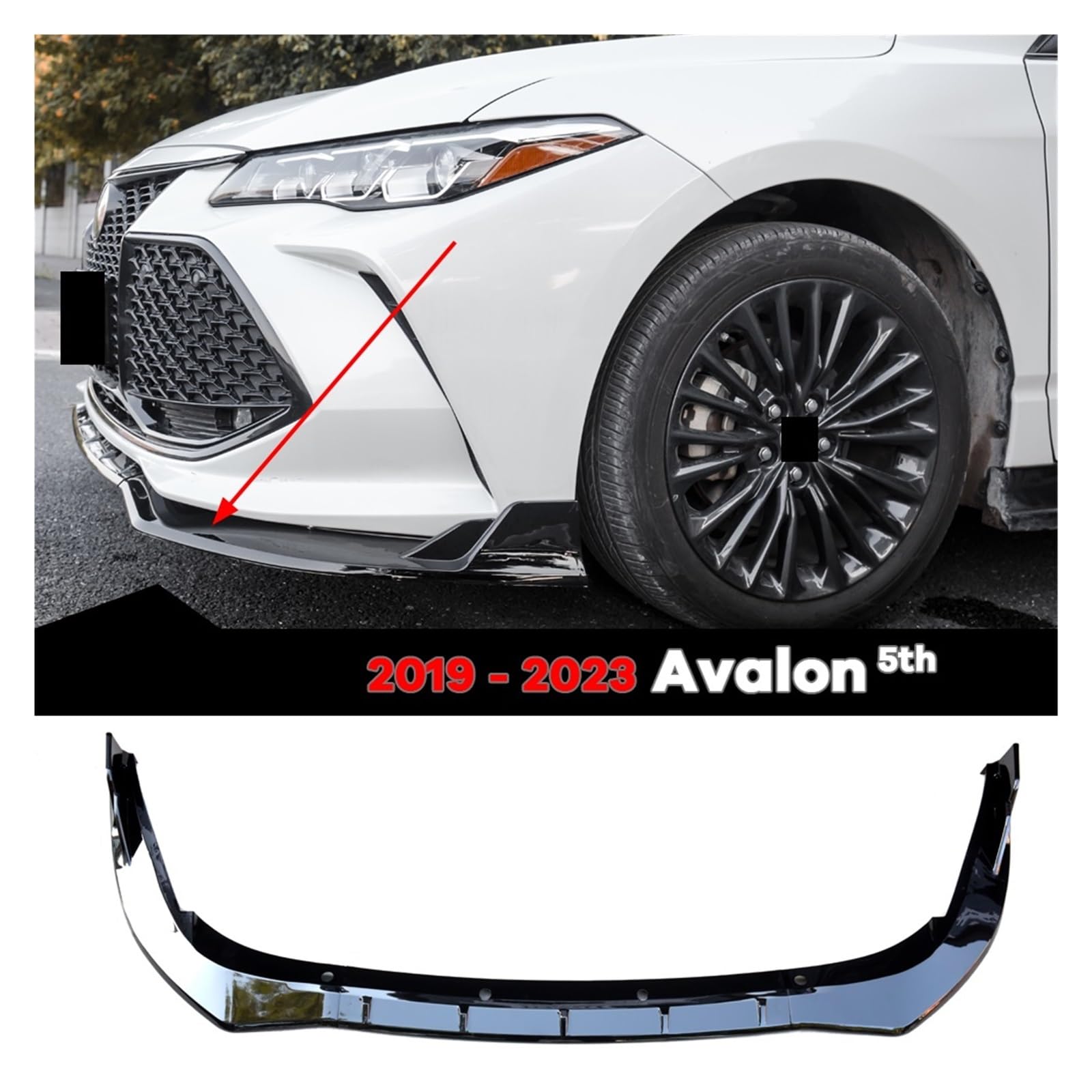 Carbonfaserdruck, glänzend schwarzer Frontspoiler, 3-teilig, kompatibel mit Toyota Avalon 5. Generation XX50 2018–2024(Matte Black1) von LJHSAWBG