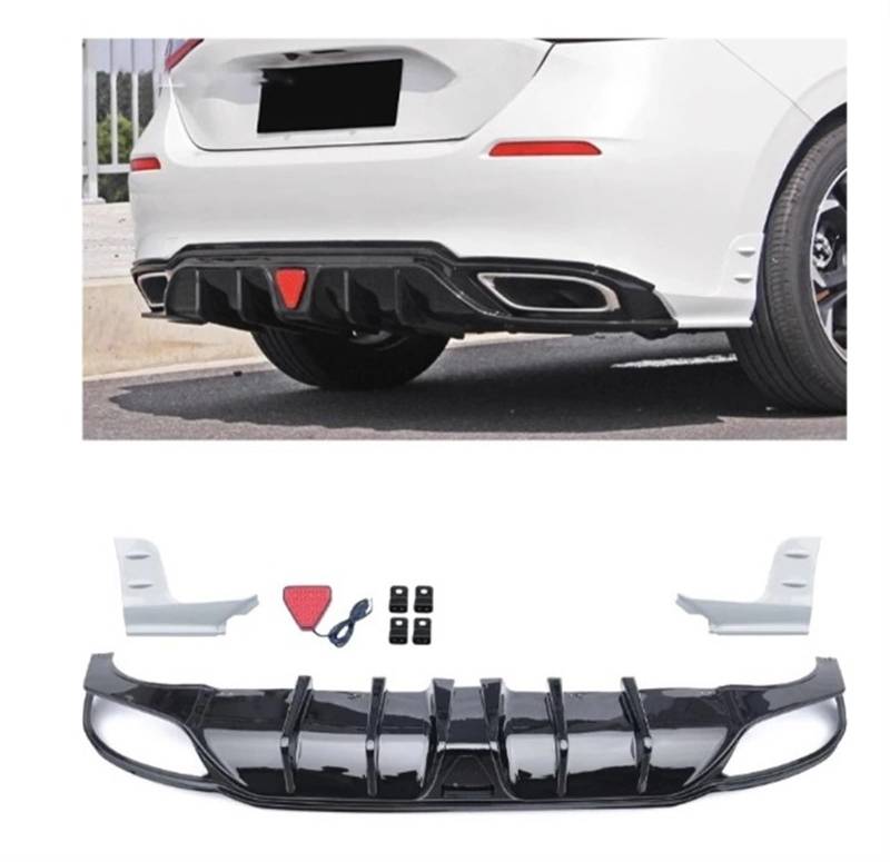 Kompatibel mit Honda Civic 11. Generation Fließheck 2023 E HEV Auto Heckstoßstange Body Kits Carbon Kinn Spoiler Diffusor Abdeckung Lippe Zubehör(White and Black) von LJHSAWBG