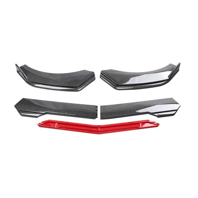 Kompatibel mit Toyota Highlander, Auto-Frontstoßstange, Kinnlippenspoiler, Karosserie-Kits, Splitterrock, Diffusor, Schutzabdeckungen(Carbon Fiber and Red) von LJHSAWBG