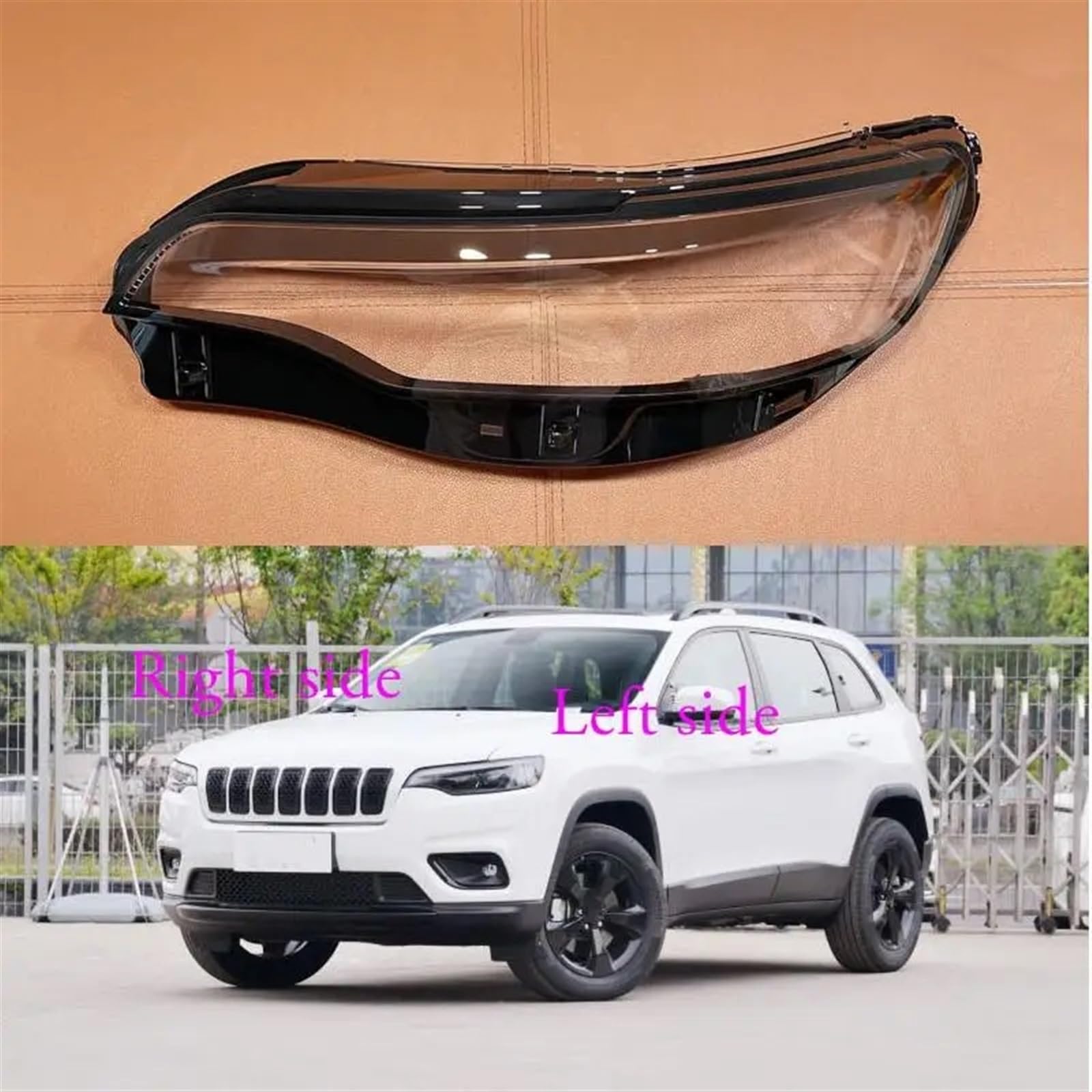 Scheinwerfergehäuse, kompatibel mit Jeep Cherokee 2019 2020 2021 Lampenschirm Transparente Abdeckung Scheinwerferglas Scheinwerferabdeckung(Right Side) von LJHSAWBG