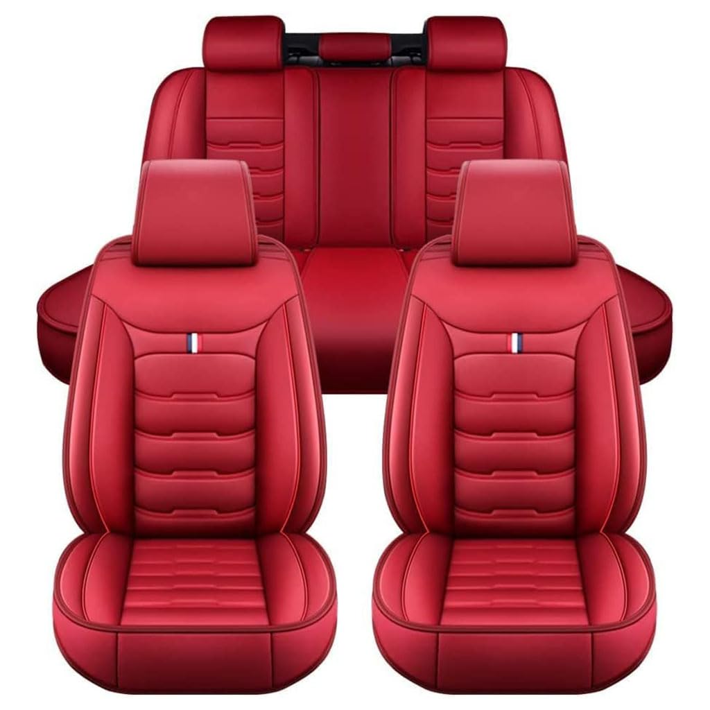 LJSDZLHY Autositzbezüge Sets für Audi R8 2007-2014,Allwetter Wasserdichtes Autositzbezüge Leder Sitzschoner Full Set Verschleißfest Innenraum Zubehör,A-Standard Set Red von LJSDZLHY
