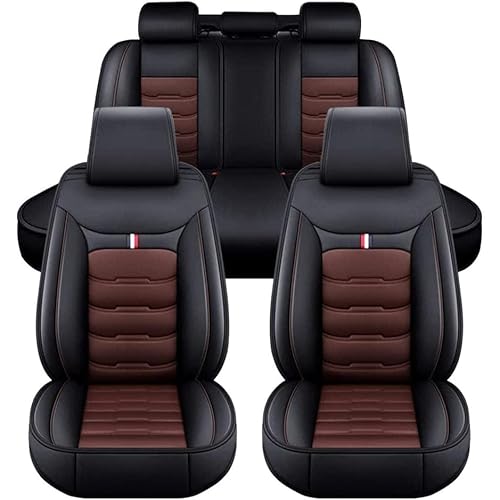 Full Set Auto SitzbezüGesets für Alfa Romeo 147 156 166, 5 Sitzer Leder Wasserdichtes Auto-Schonbezüge Set Sitzbezüge Schoner Auto Zubehör,Black_Coffee von LJWAN