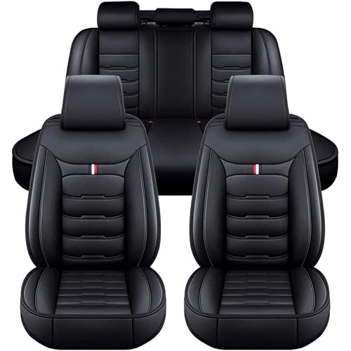 Full Set Auto SitzbezüGesets für Alfa Romeo 147 156 166, 5 Sitzer Leder Wasserdichtes Auto-Schonbezüge Set Sitzbezüge Schoner Auto Zubehör,Black von LJWAN