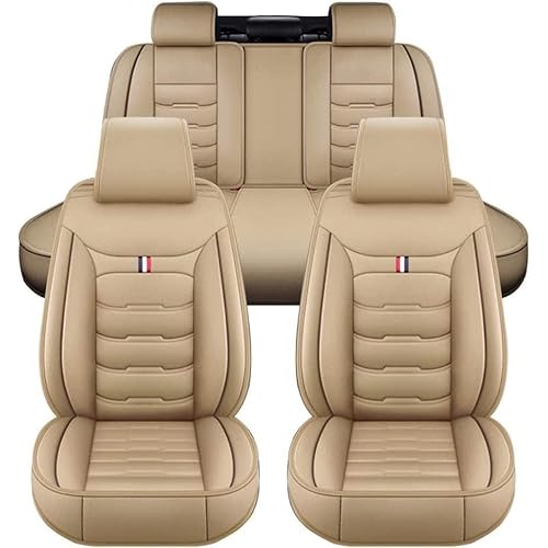 Full Set Auto SitzbezüGesets für Alfa Romeo 159 147 Giulietta, 5 Sitzer Leder Wasserdichtes Auto-Schonbezüge Set Sitzbezüge Schoner Auto Zubehör,beige von LJWAN