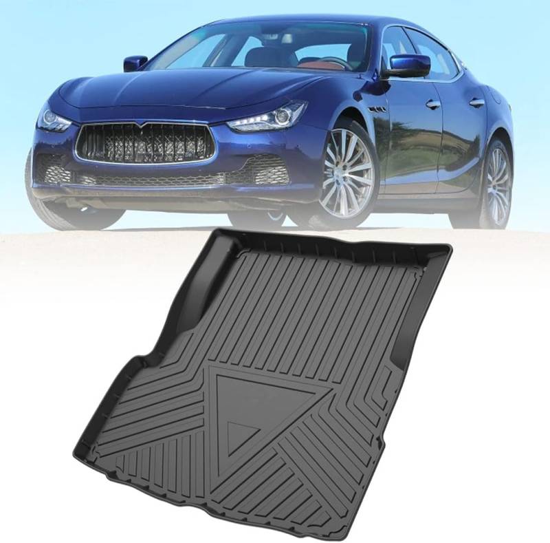 Kofferraum Schutzmatte für Maserati Ghibli 2014-2020, Kofferraummatte Schutzmatte Auto Zubehör Antirutschmatte Kantenschutz TPE Gummi von LJWAN