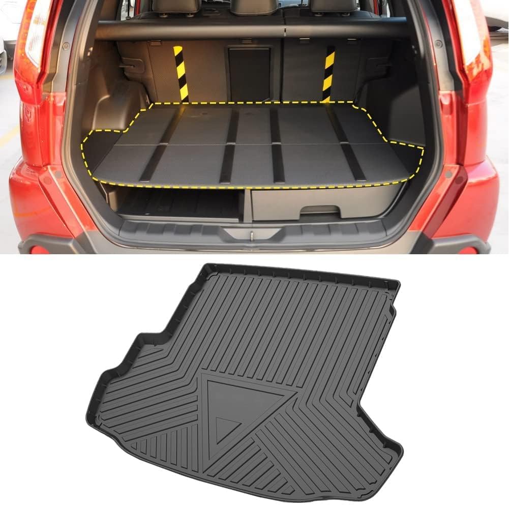 Kofferraum Schutzmatte für Nissan X-Trail T31 2007-2014, Kofferraummatte Schutzmatte Auto Zubehör Antirutschmatte Kantenschutz TPE Gummi von LJWAN