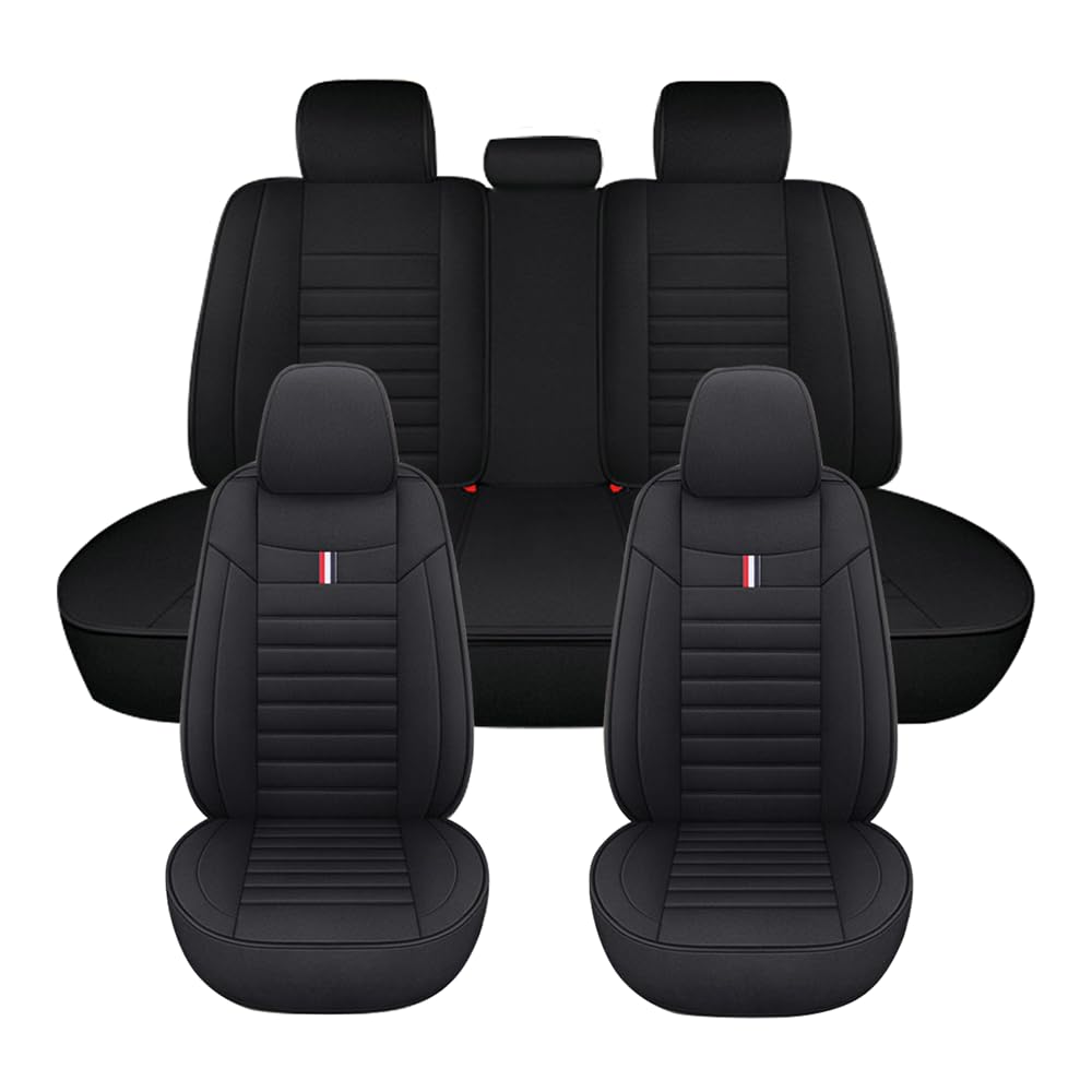 5 Stück PU Leder Sitzbezüge Set, Autositzbezug Komplettset für BMW X5M F95 2020-2023, Atmungsaktives Faserleinenmaterial Allwetter Schonbezug,Black-StandardVersion von LJZYL