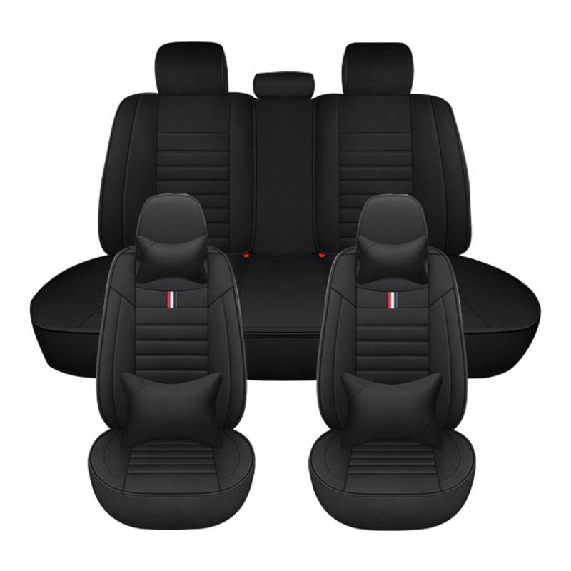 5 Stück PU Leder Sitzbezüge Set, Autositzbezug Komplettset für Nissan Teana 2019-2025, Atmungsaktives Faserleinenmaterial Allwetter Schonbezug,Black-LuxuryVersion von LJZYL