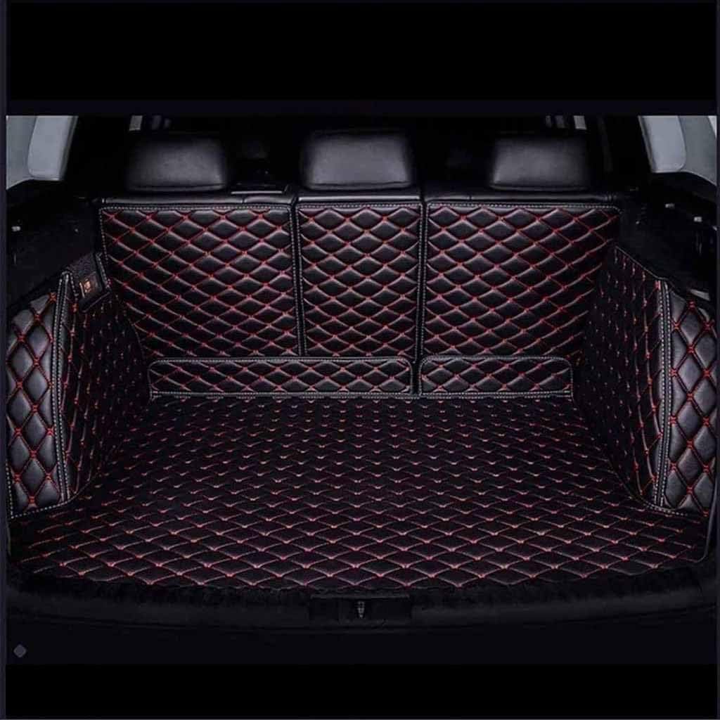 Auto Leder Kofferraummatten | rutschfeste Schutzmatte | Wasserdichter Kofferraumschutz |Auto Teppich Zubehör, für Audi S4 2018-, D Black Red von LJZYL