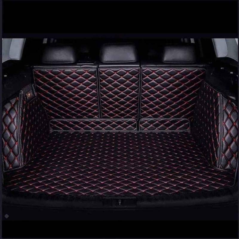 Auto Leder Kofferraummatten | rutschfeste Schutzmatte | Wasserdichter Kofferraumschutz |Auto Teppich Zubehör, für Mitsubishi Pajero Sport 2019-, D Black Red von LJZYL