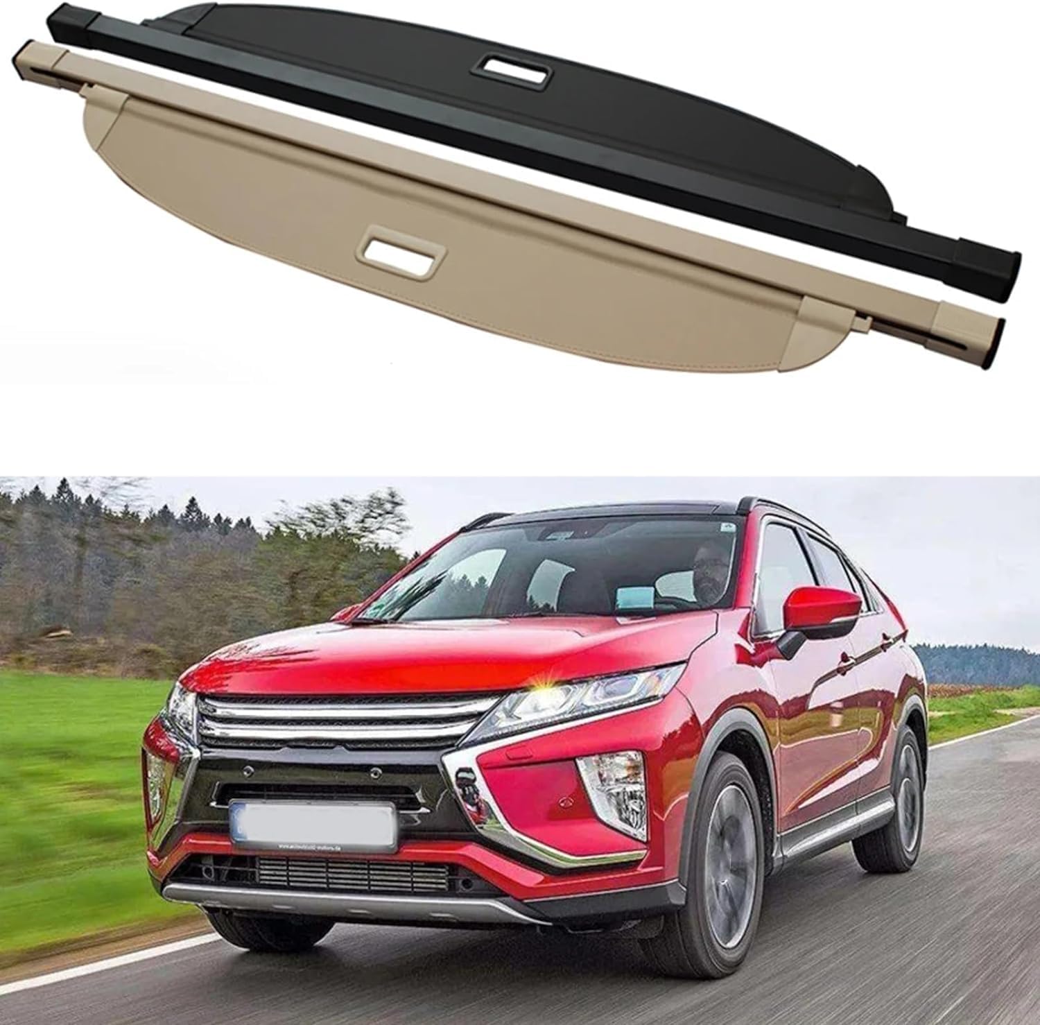 Auto Laderaumabdeckung Rollo für Mitsubishi Eclipse Cross 2018-2022, Vorhang Heckschild Sicherheit Kofferraumablage Hinten Schattenschutz Zubehör von LJlijing