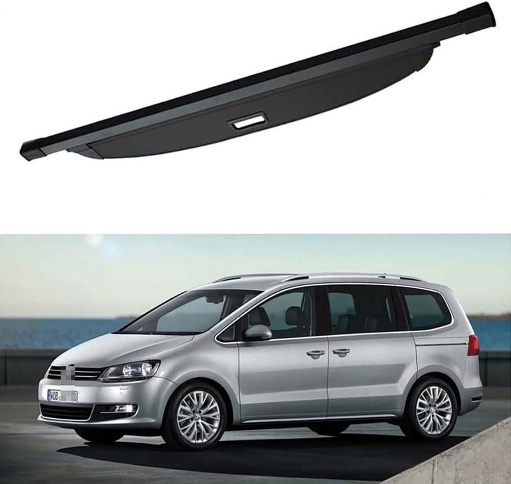 Auto Laderaumabdeckung Rollo für VW Sharan 2012-2021, Vorhang Heckschild Sicherheit Kofferraumablage Hinten Schattenschutz Zubehör von LJlijing