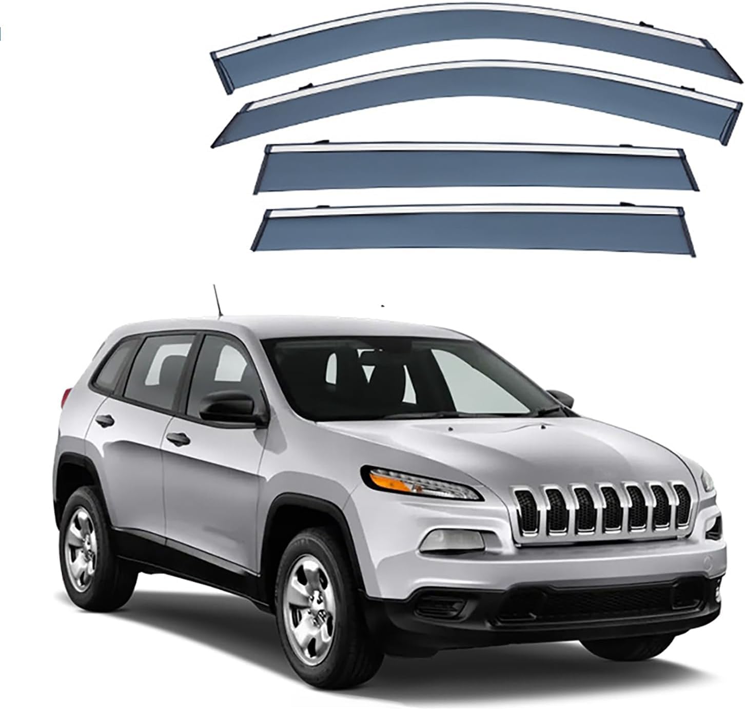 LJlijing Fenster Windabweiser für Jeep Cherokee MK5-KL 2014-2020 2021 2022 2023+, Zubehör Regenabweiser Abweiser Deflektoren Regenschutz Regenabweiser Autofenster von LJlijing