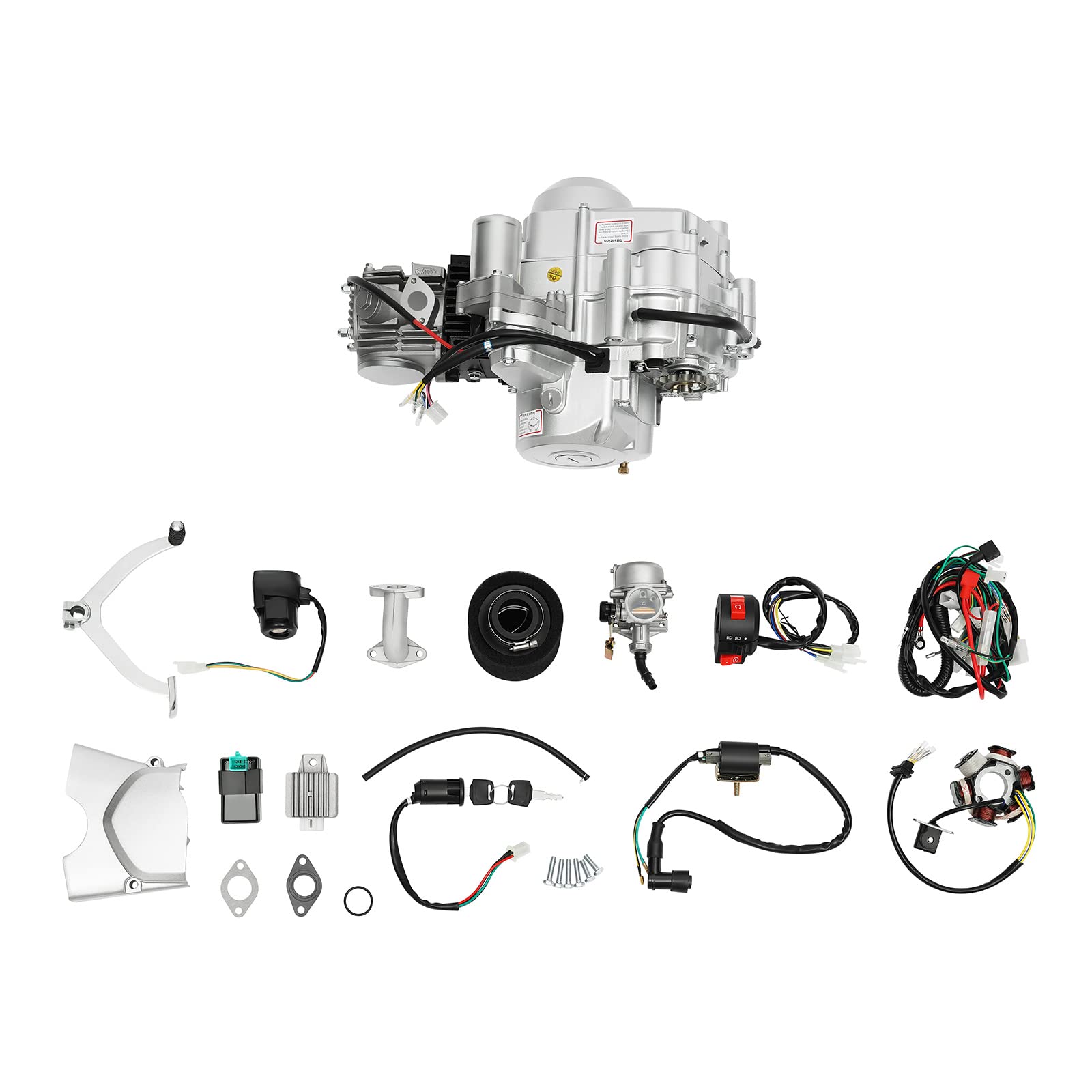 LKHDONG Deluxe 125ccm Motor Kit mit Elektrostart Halbautomatisch, 3-Gang mit Rückwärtsgang, 4-Takt ATV Motor für Go-Kart, Quad, Dirt Bike, Pit Bike und Buggy | 2025 Neu von LKHDONG