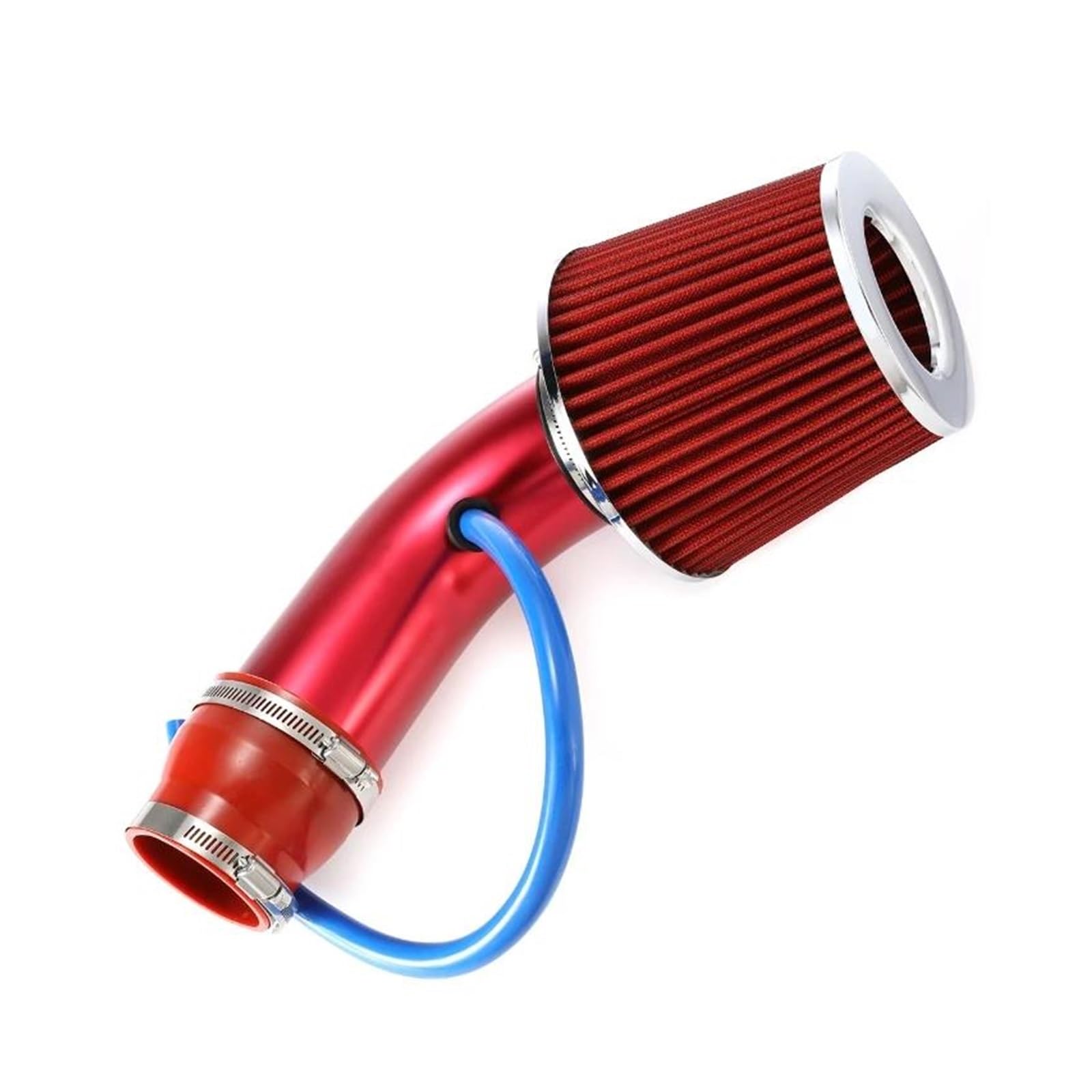 Auto Lufteinlass Luftansaugschlauch 76mm/3" Oder 64mm/2,5" Universal Aluminium Lufteinlass Filter Rohr Kit Auto Lufteinlass Modifizierte Kit(Rot) von LKRGBXA