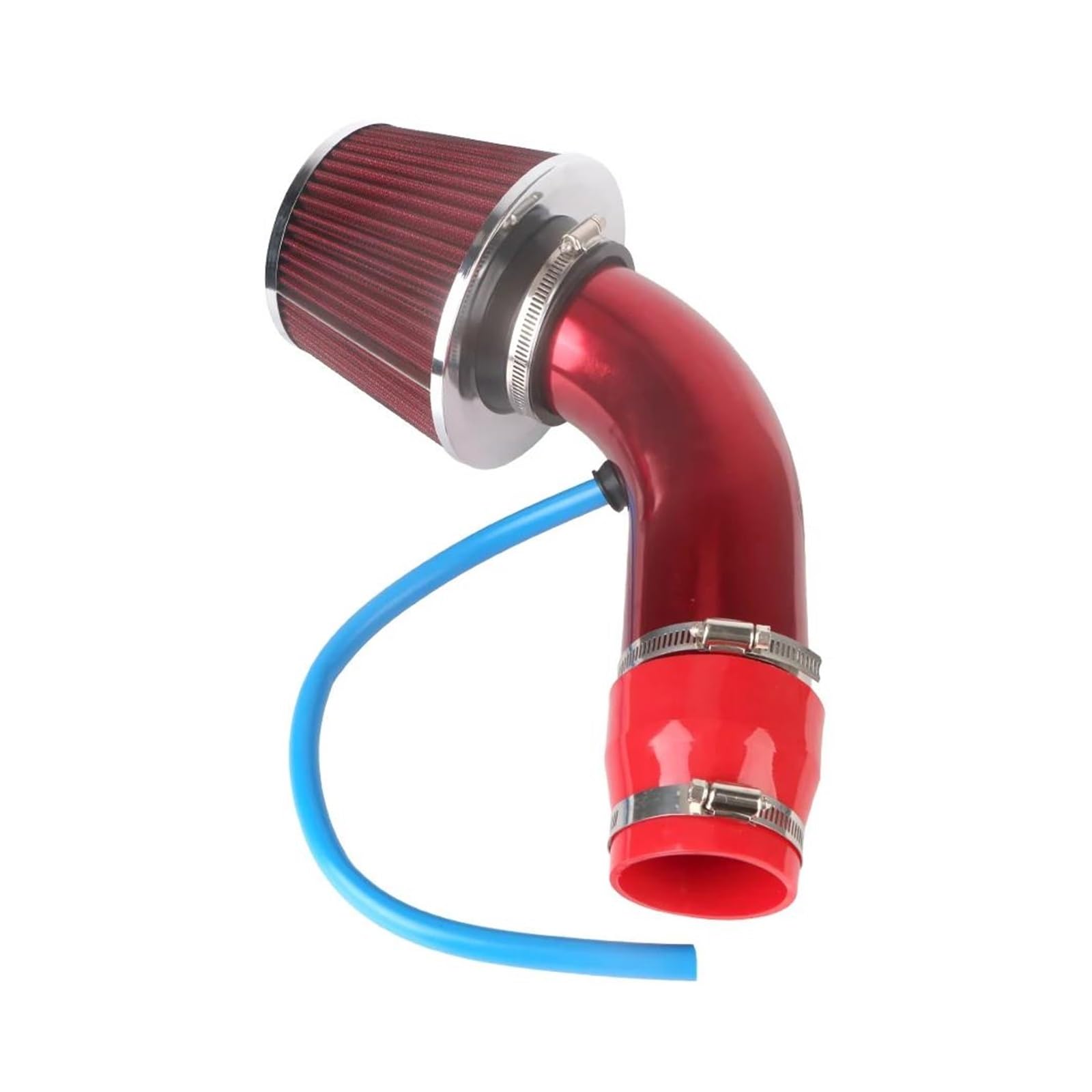 Auto Lufteinlass Luftansaugschlauch Universal 76mm/3 Zoll Mit Luftfilter Turbo Induktion Rohr Rohr Kit Auto Zubehör Auto Cold Air Intake System Aluminium(Rot) von LKRGBXA