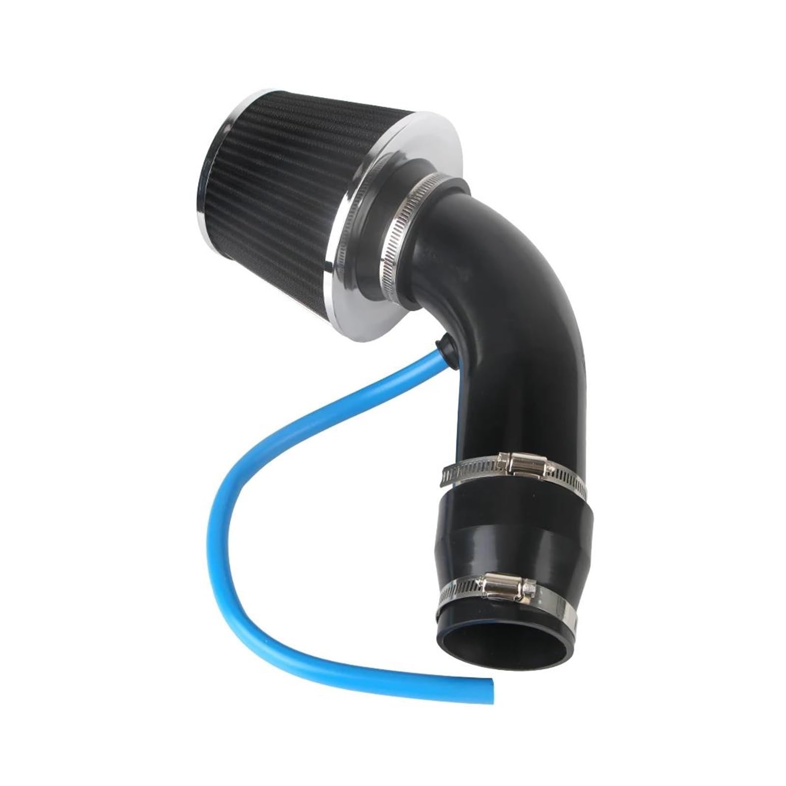 Auto Lufteinlass Luftansaugschlauch Universal 76mm/3 Zoll Mit Luftfilter Turbo Induktion Rohr Rohr Kit Auto Zubehör Auto Cold Air Intake System Aluminium(Schwarz) von LKRGBXA