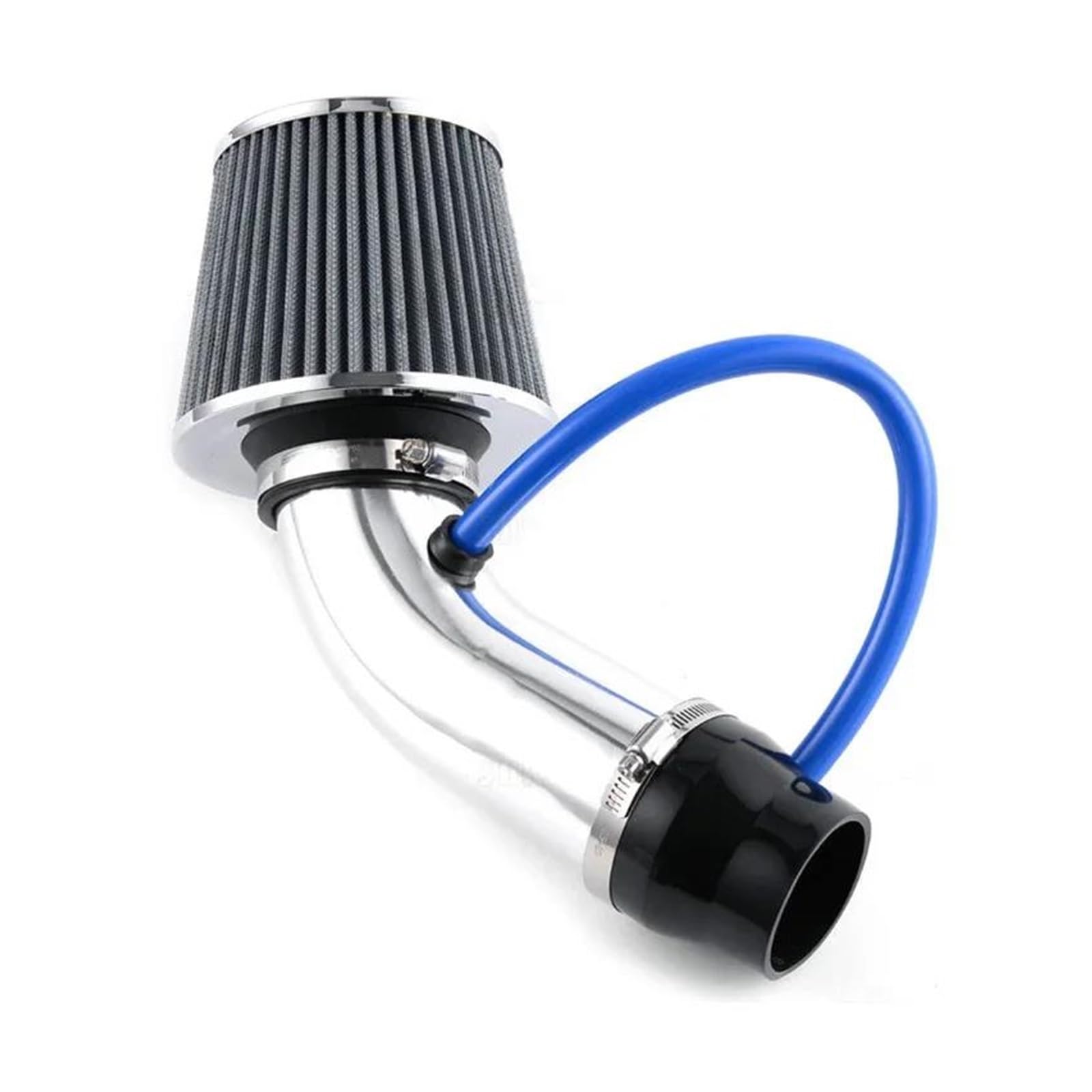 Auto Lufteinlass Luftansaugschlauch Universal 76mm Aluminium Mit Kegel Luftfilter Einlass Auto Racing Cold Air Intake System Turbo Induktion Rohr Rohr Kit(Silber) von LKRGBXA