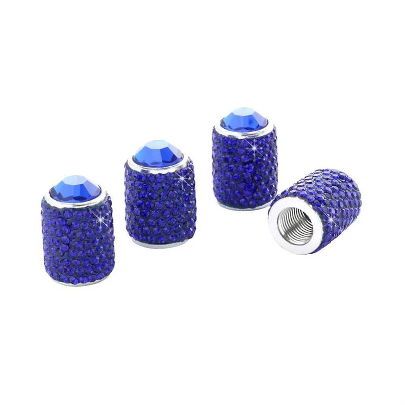 Auto Styling Zierleisten 4 Stücke Lange Stil Diamant Bling Auto Rad Reifen Vorbau Luftkappen Krone Staubdicht Strass Reifen Ventilkappen Auto Zubehör Interieurleisten Trim(Dark Blue) von LKRGBXA