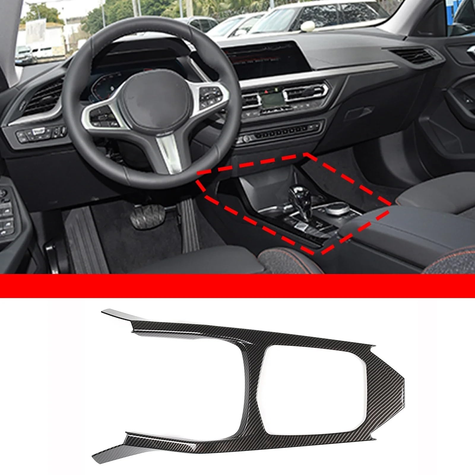 Automobilinnenraum Für 1 2 Serie Für F40 Für F44 2023 2024 ABS Carbon Fiber Interior Kit Dashboard Mittelkonsole Gangschaltung Panel Abdeckung Trim Aufkleber Innenverkleidung Mittelkonsole(10) von LKRGBXA