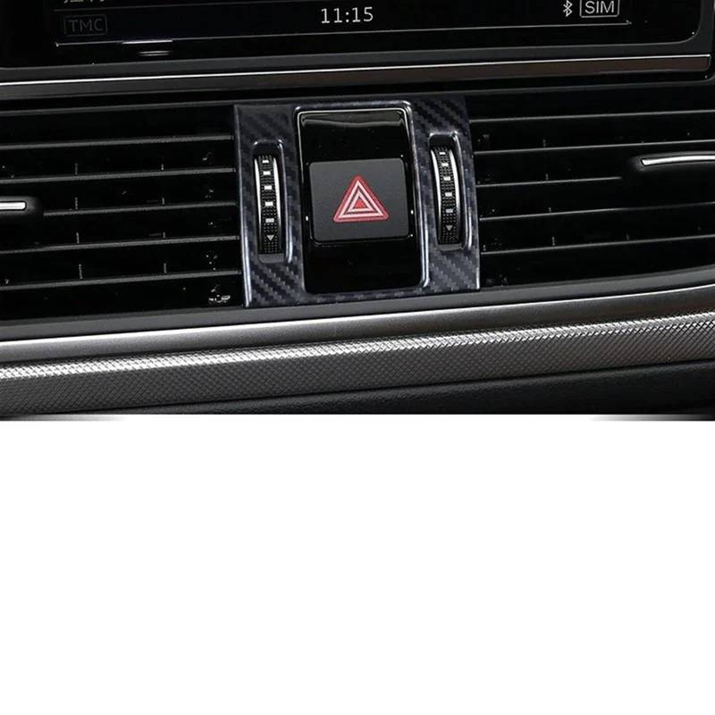 Automobilinnenraum Für A6 Für C7 2012 2013 2014 2015 2016 2017 2018 Edelstahl Innen Zubehör Auto Styling Zentrale Warnung Lampe Rahmen Dekoration Abdeckung Trim Innenverkleidung Mittelkonsole(Carbon F von LKRGBXA