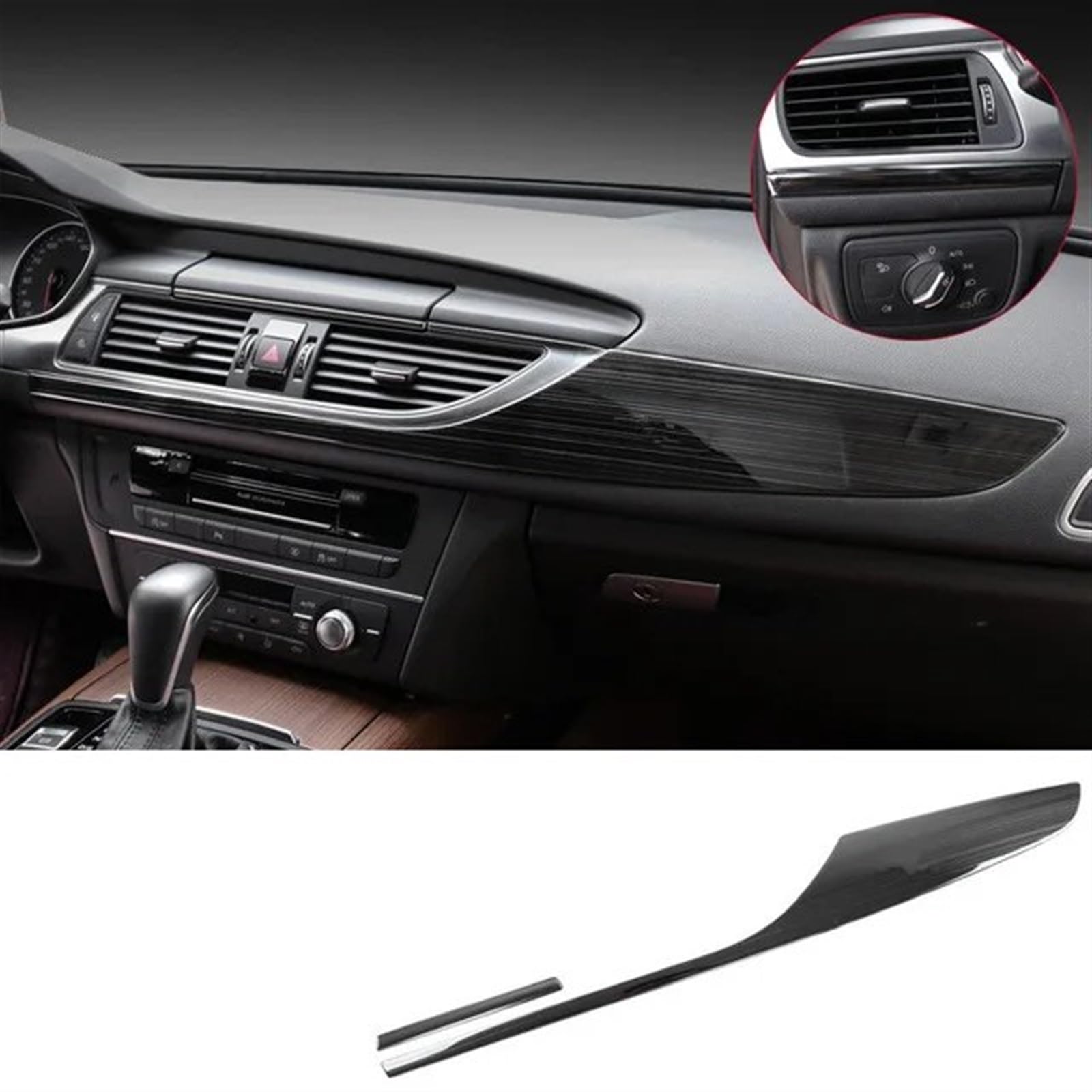 Automobilinnenraum Für A6 Für C7 2012 2013 2014 2015 2016-2018 Innenzubehör Auto Styling Kohlefaser Konsole Armaturenbrett Dekoration Panel Abdeckung Aufkleber Trim Innenverkleidung Mittelkonsole(Schw von LKRGBXA