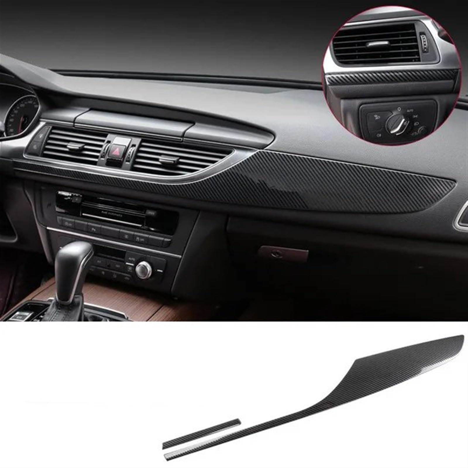 Automobilinnenraum Für A6 Für C7 2012 2013 2014 2015 2016-2018 Innenzubehör Auto Styling Kohlefaser Konsole Armaturenbrett Dekoration Panel Abdeckung Aufkleber Trim Innenverkleidung Mittelkonsole(Kohl von LKRGBXA