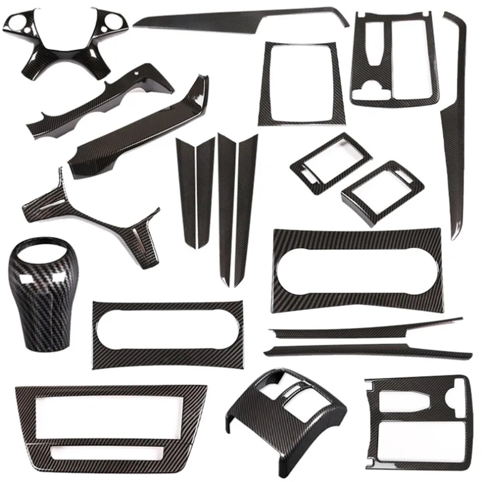 Automobilinnenraum Für Benz Für C-Klasse Für W204 2007 2008 2009 2010-2013 ABS-Carbonfaser-Innenraum-Kit Armaturenbrett-Konsole Gangschalttafel-Abdeckung Zieraufkleber Innenverkleidung Mittelkonsole(1 von LKRGBXA