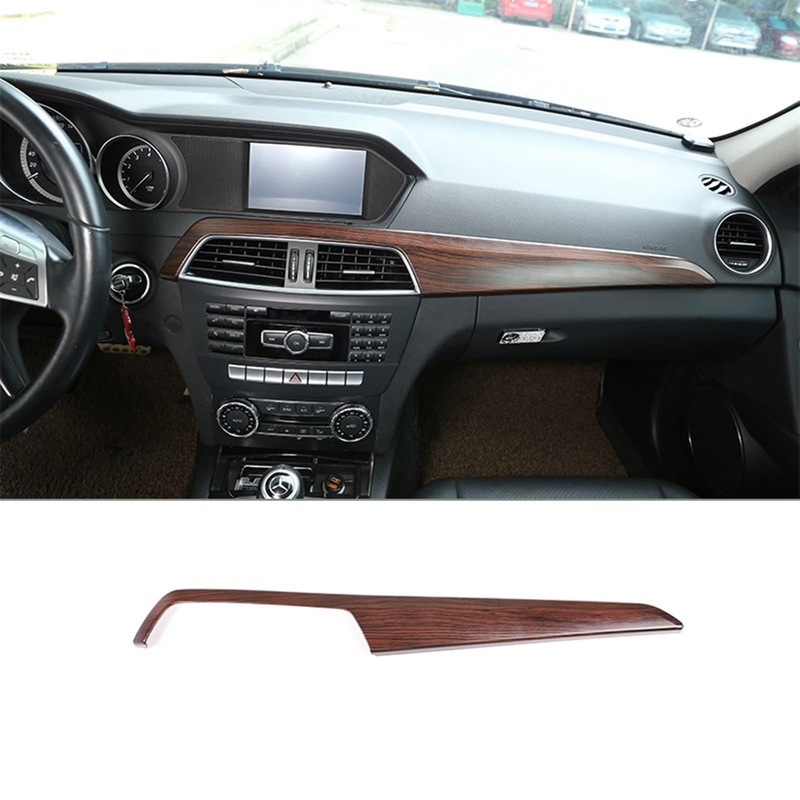 Automobilinnenraum Für Benz Für C Klasse Für W204 2010 2011 2012 2013 Auto Zubehör ABS Auto Interior Center Konsole Schutz Panel Abdeckung Trim Innenverkleidung Mittelkonsole(Pine Wood Grain) von LKRGBXA