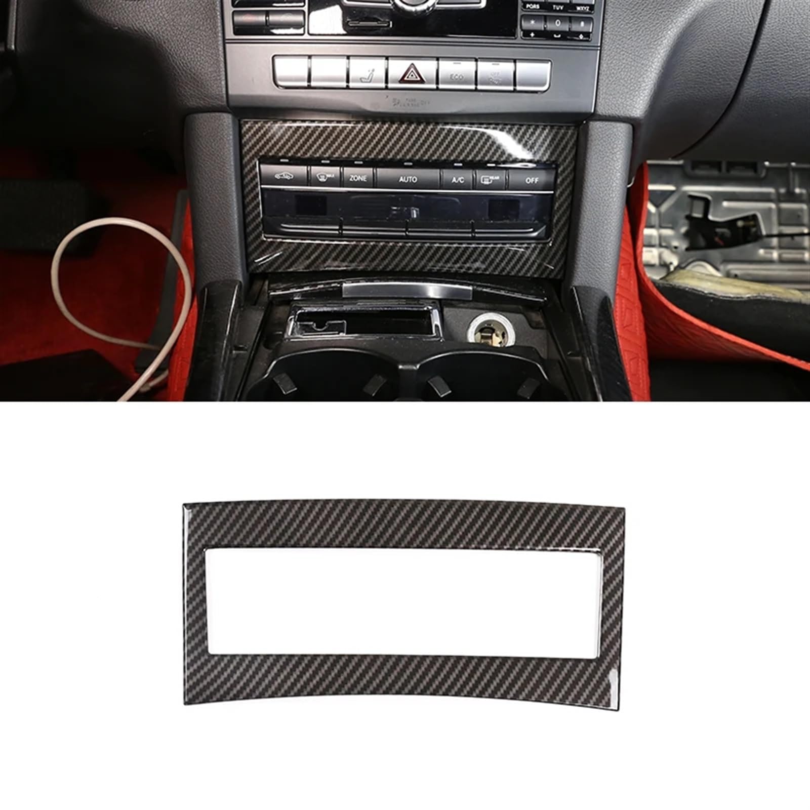 Automobilinnenraum Für Benz Für E Klasse Für W212 2014 2015 Auto Zubehör Carbon Faser Auto Center Konsole Klimaanlage CD Panel Dekoration Trim Innenverkleidung Mittelkonsole(Style 2-Carbon) von LKRGBXA