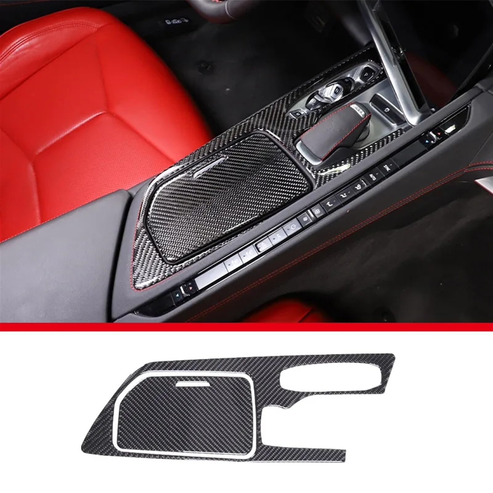 Automobilinnenraum Für Chevrolet Für Corvette Für C8 2020 2021 2022 2023 Weiche Carbon Faser Dash Trim Getriebe Shift Konsole Abdeckung Innen Aufkleber Auto Zubehör Innenverkleidung Mittelkonsole(30) von LKRGBXA