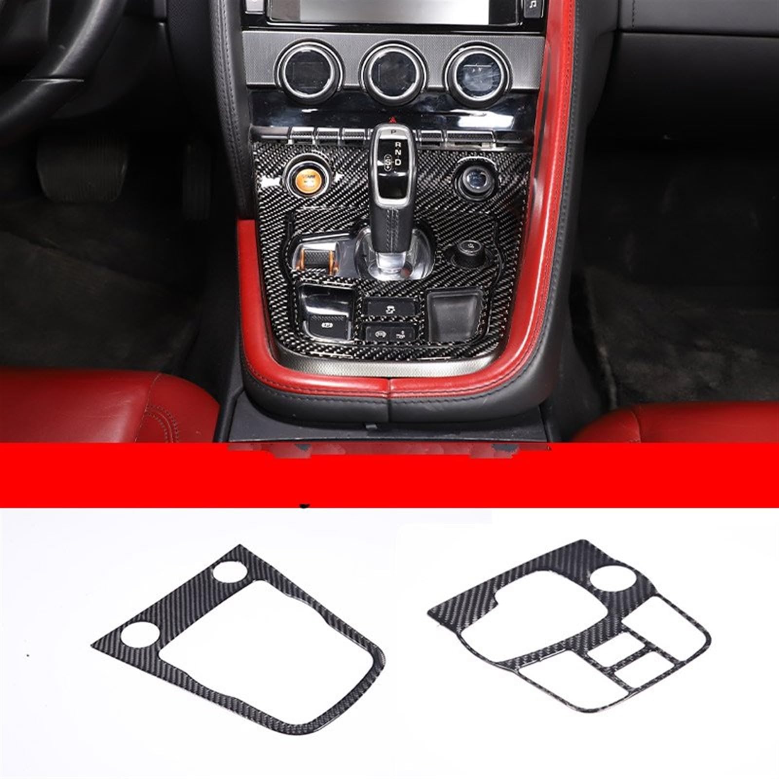 Automobilinnenraum Für Jaguar Für F-TYPE 2013 2014 2015-2022 Weiche Carbon Faser Mittelkonsole Getriebe Shift Control Rahmen Schalthebel Panel Abdeckung Auto Zubehör Innenverkleidung Mittelkonsole(Sty von LKRGBXA