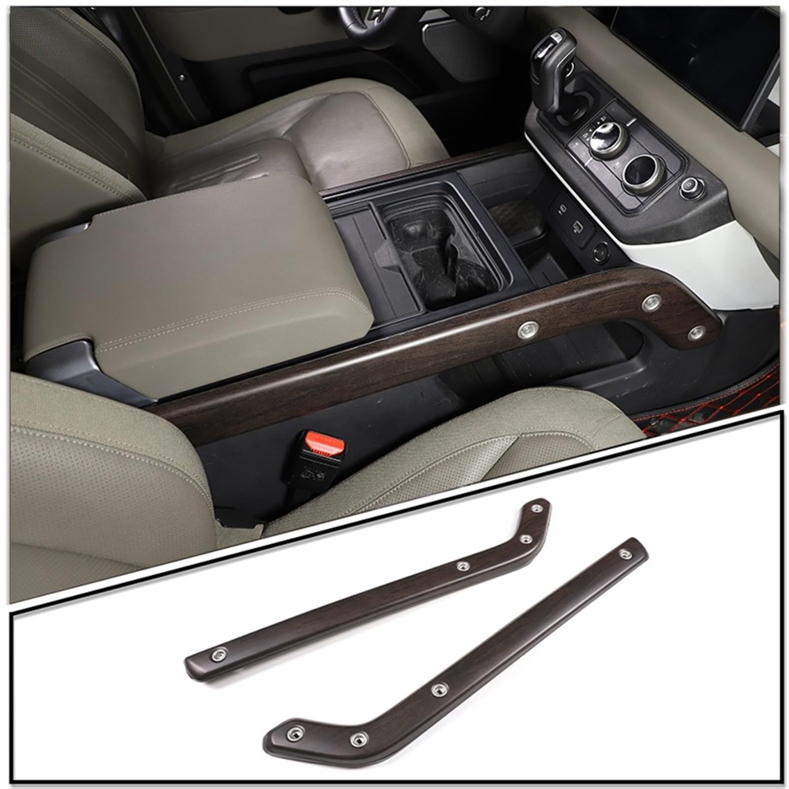 Automobilinnenraum Für Land Für Rover Für Defender 90 110 2020 2021 2022 ABS Carbon Faser Auto Center Konsole Panel Seite Trim Streifen Abdeckung Innen Ersatz Teile Innenverkleidung Mittelkonsole(Oak von LKRGBXA