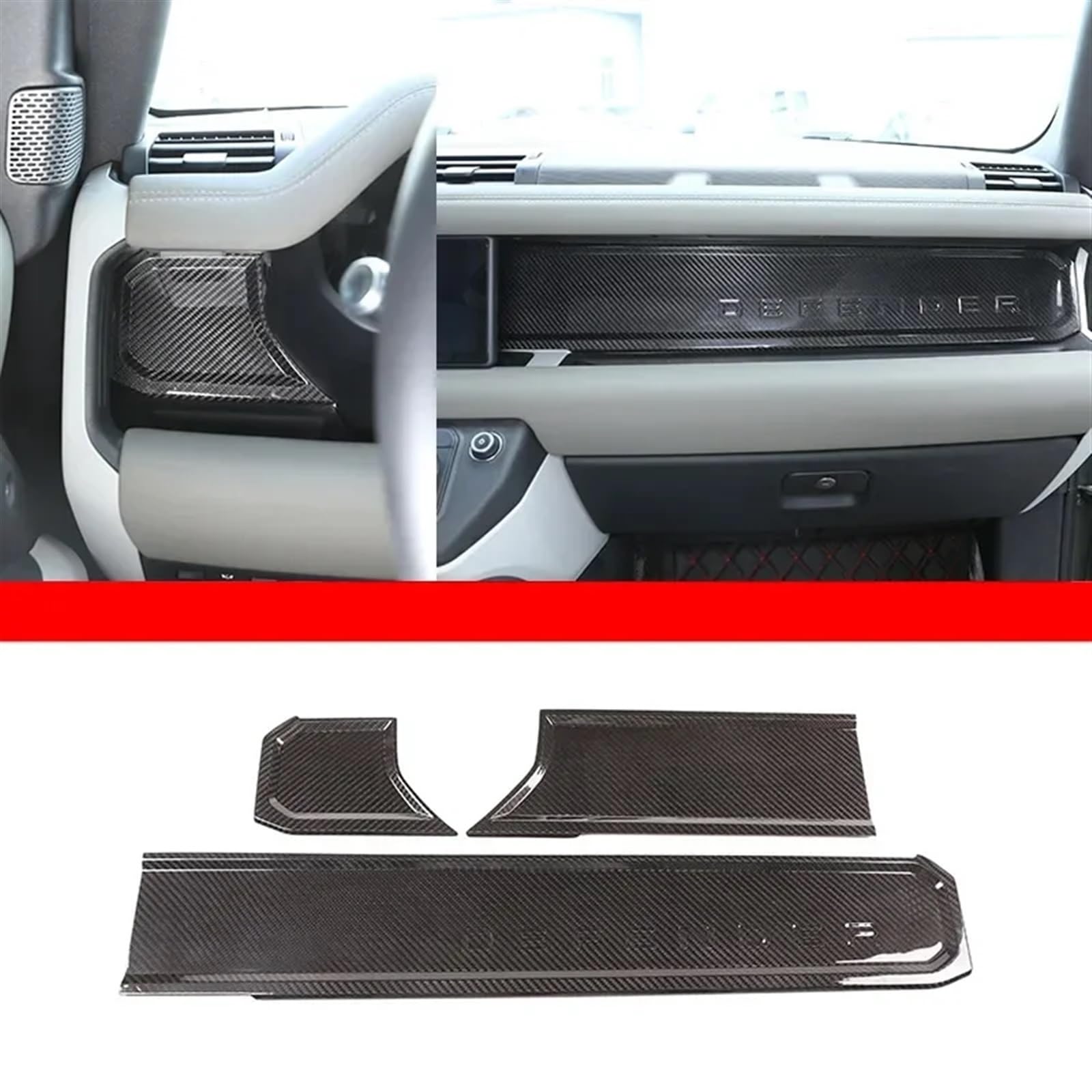 Automobilinnenraum Für Land Für Rover Für Defender 90 110 2020 2021 2022 Konsole Air Outlet Dekorative Rahmen Aufkleber Auto Zubehör Real Carbon Fiber Kit Innenverkleidung Mittelkonsole(5) von LKRGBXA