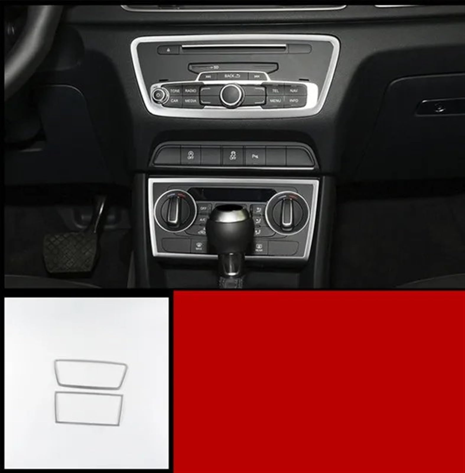 Automobilinnenraum Für Q3 2012 2013 2014 2015 2016 Zentrale CD Panel Abdeckung Trim Klimaanlage Outlet Rahmen Tür Armlehne Dekoration Streifen Auto Zubehör Innenverkleidung Mittelkonsole(Cd panel 2pcs von LKRGBXA