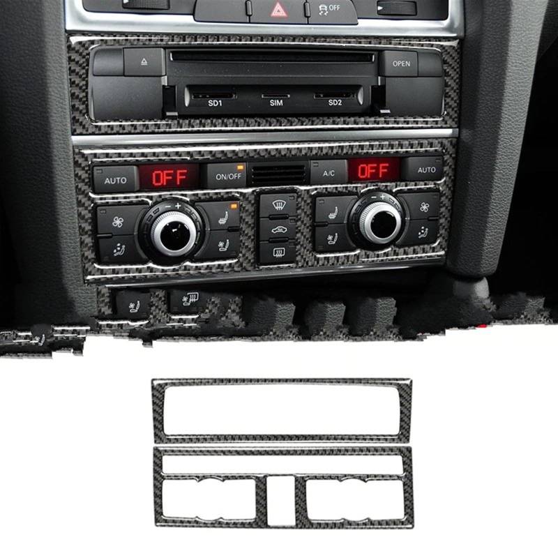 Automobilinnenraum Für Q7 2008 2009 2010 2011 2012 2013 2014 2015 Innentür Armlehne Knopfrahmen Autozubehör Kohlefaser CD Panel Control Gear Panel Trim Innenverkleidung Mittelkonsole(Console cd) von LKRGBXA