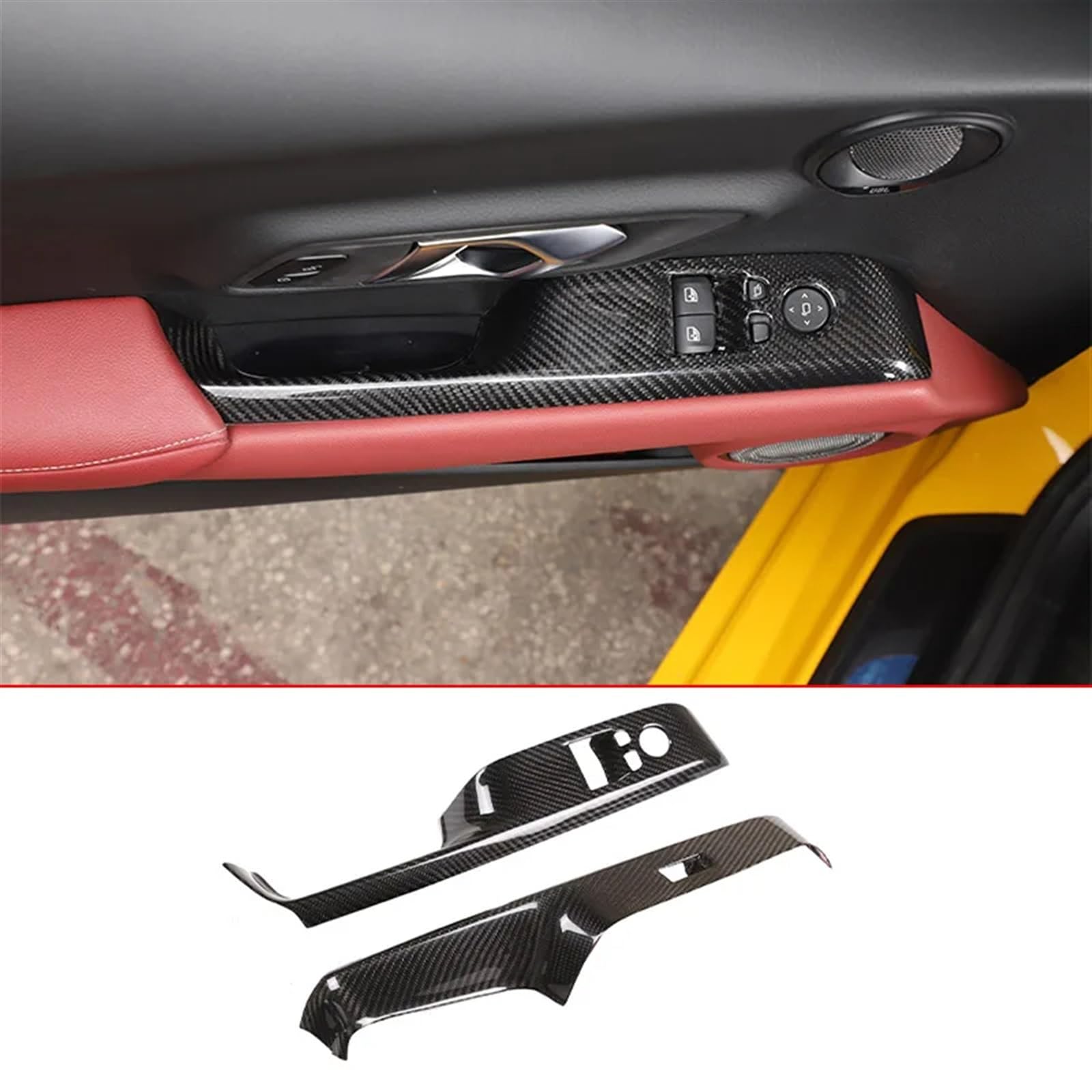 Automobilinnenraum Für Toyota Für GR Für Supra Für MK5 Für A90 2019 2020 2021 2022 Auto Interior Center Console Control Panel Lenkrad Fenster Glas Hebe Aufkleber Innenverkleidung Mittelkonsole(4) von LKRGBXA