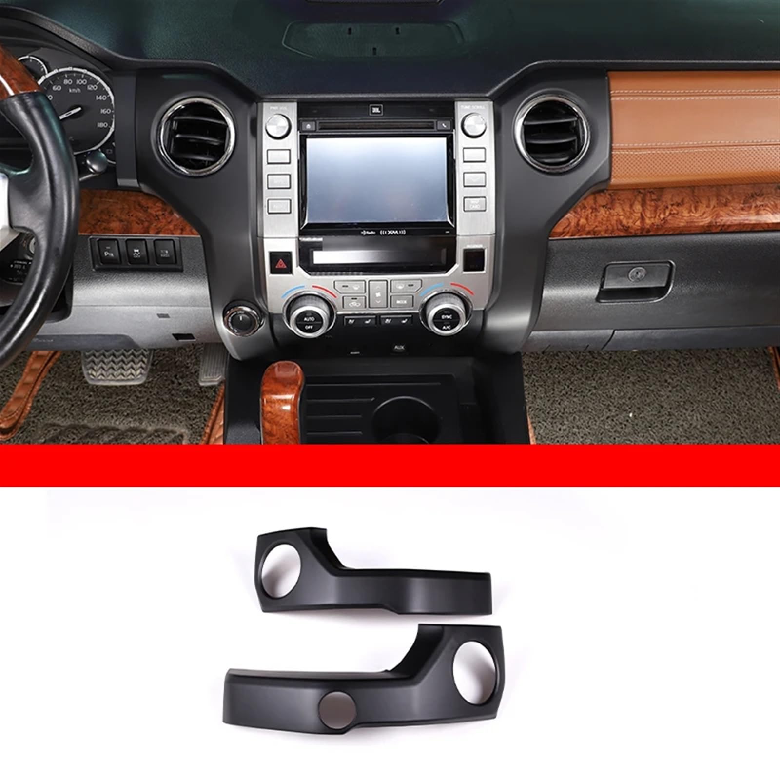 Automobilinnenraum Für Toyota Für Tundra 2014 2015 2016 2017 2018-2021 ABS Innen Auto Zentrale Konsole Wasser Tasse Panel Abdeckung Fensterheber Schalter Dashboard Trim Innenverkleidung Mittelkonsole( von LKRGBXA