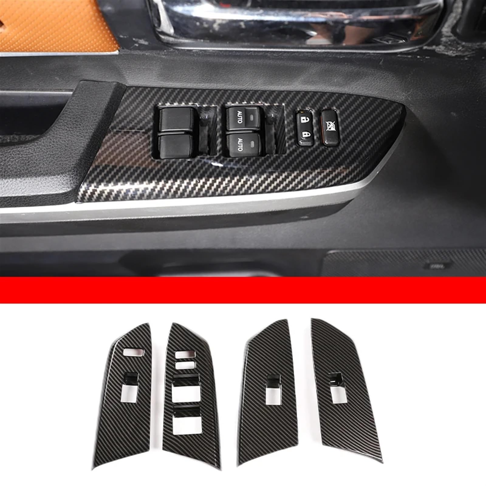 Automobilinnenraum Für Toyota Für Tundra 2014 2015 2016 2017-2021 Fensterheber Schalter Dashboard Trim Navigation Panel Rahmen Abdeckung ABS Carbon Faser Innenleisten Innenverkleidung Mittelkonsole(5) von LKRGBXA