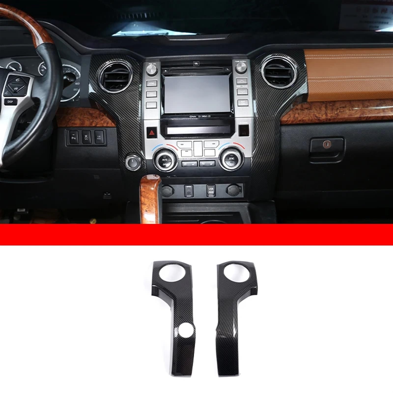 Automobilinnenraum Für Toyota Für Tundra 2014 2015 2016 2017-2021 Fensterheber Schalter Dashboard Trim Navigation Panel Rahmen Abdeckung ABS Carbon Faser Innenleisten Innenverkleidung Mittelkonsole(27 von LKRGBXA