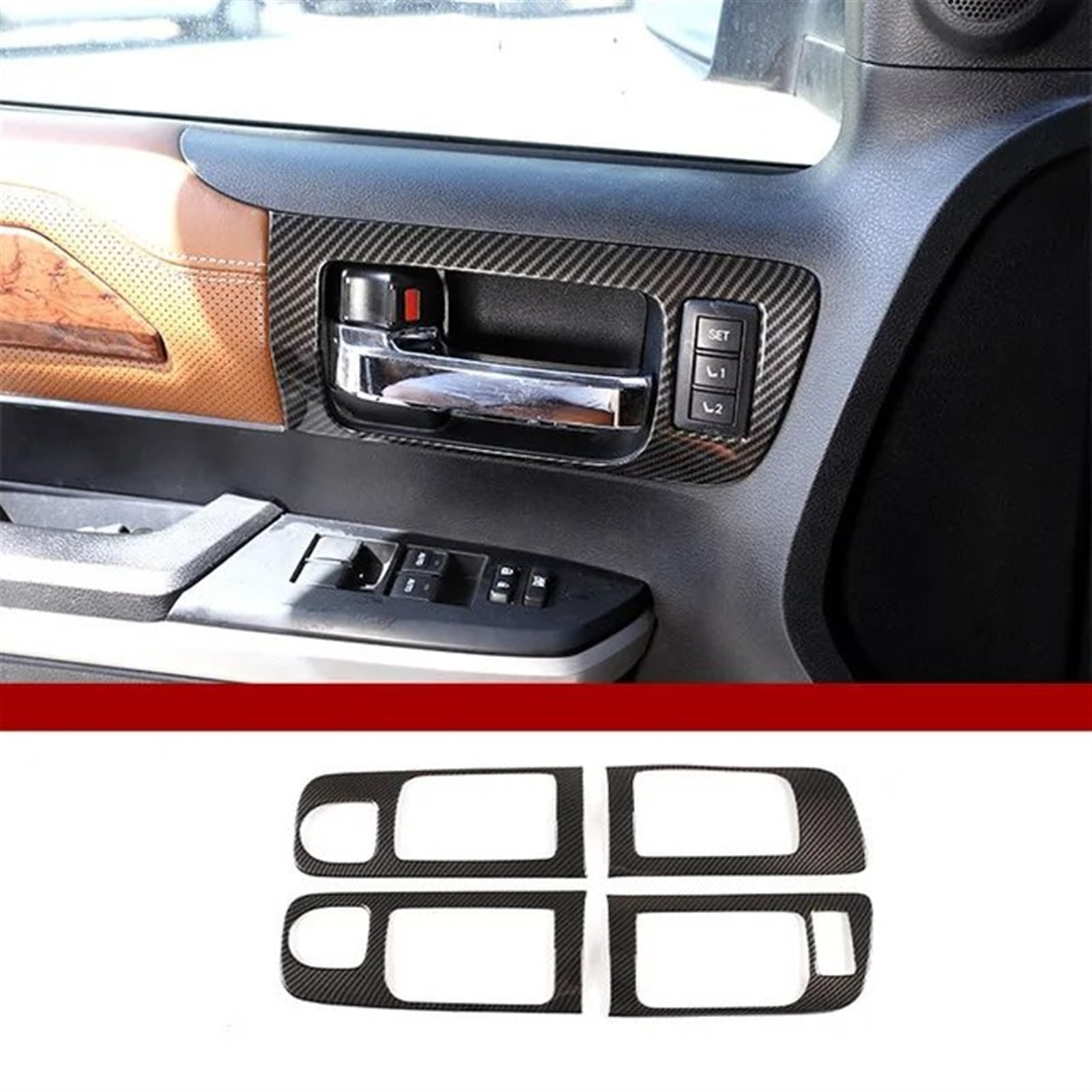 Automobilinnenraum Für Toyota Für Tundra 2014 2015 2016 2017-2021 Fensterheber Schalter Dashboard Trim Navigation Panel Rahmen Abdeckung ABS Carbon Faser Innenleisten Innenverkleidung Mittelkonsole(3) von LKRGBXA