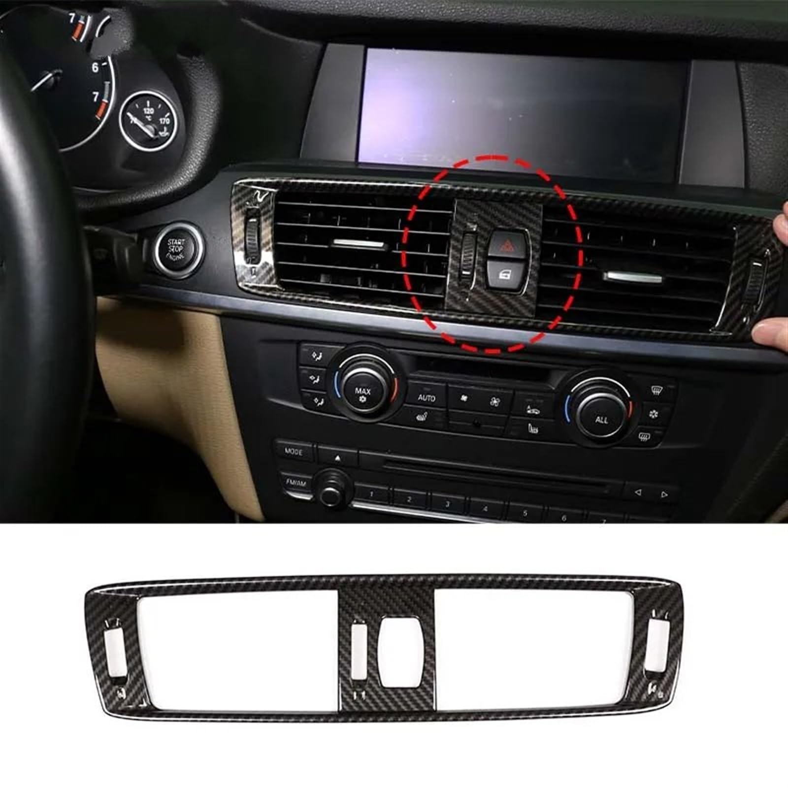 Automobilinnenraum Für X3 Für F25 2011 2012 2013 2014 2015 2016 2017 Carbon Fiber Car Center Control Panel Lenkrad Tür Trim Aufkleber Auto Innen Dekoration Abdeckung Innenverkleidung Mittelkonsole(5) von LKRGBXA