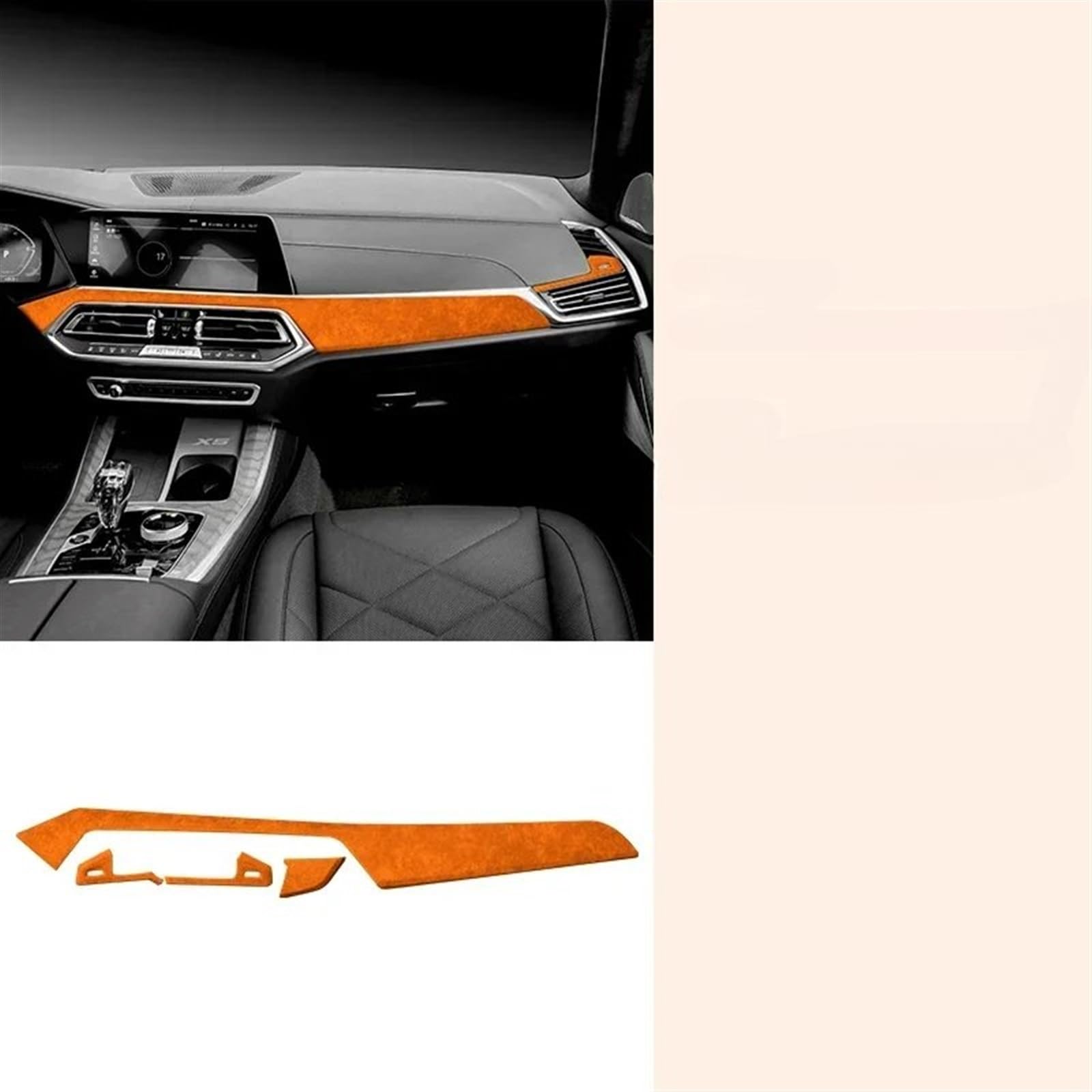 Automobilinnenraum Für X5 2019 2020 2021 2022 2023 Auto Center Console Dashboard Instrument Panel Dekoration Streifen Aufkleber Innenverkleidung Mittelkonsole(Orange) von LKRGBXA