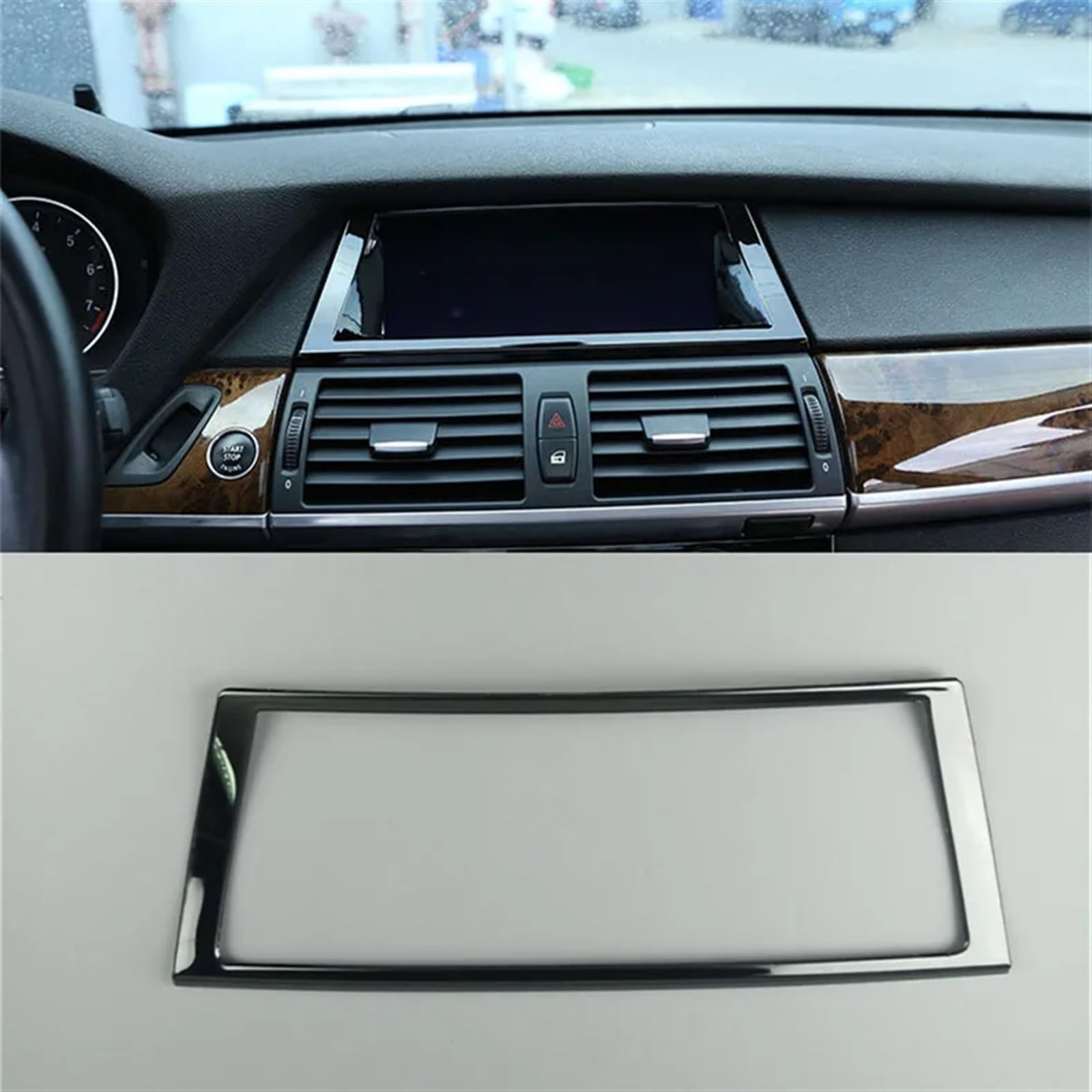 Automobilinnenraum Für X5 Für E70 Für X6 Für E71 2009-2014 Innentür Armlehne Streifen Air Vent Aufkleber Auto Styling Konsole Schalthebel Rahmen Panel Abdeckung Trim Innenverkleidung Mittelkonsole(Nav von LKRGBXA