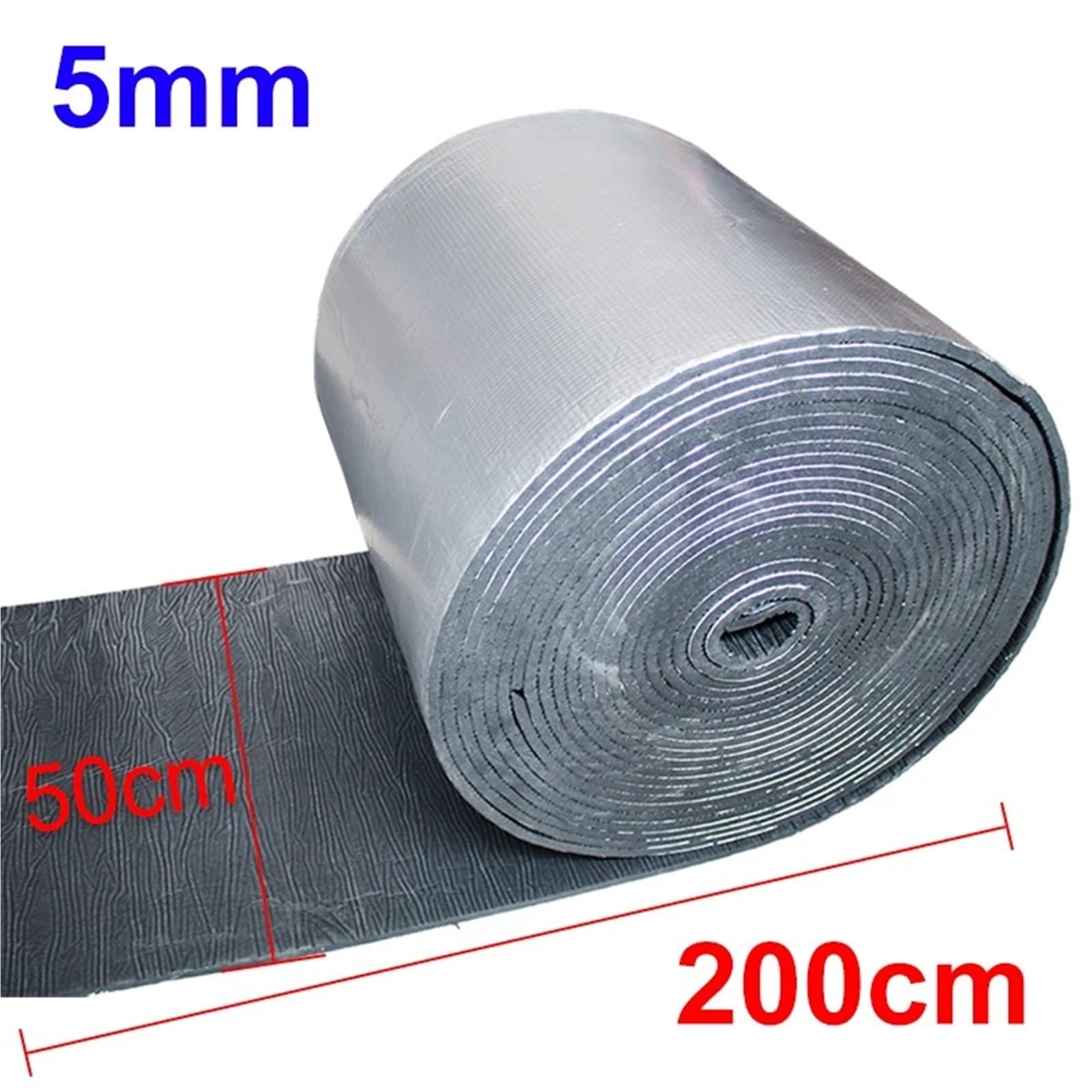 Dämmmatte 5/10mm 200x50cm Für Auto Motorhaube Tür Wand Schalldämmung Pad Für Auto Schallabsorption Und Wärmedämmung Schaum Pad Isolierung(50cmx200cmx5mm) von LKRGBXA