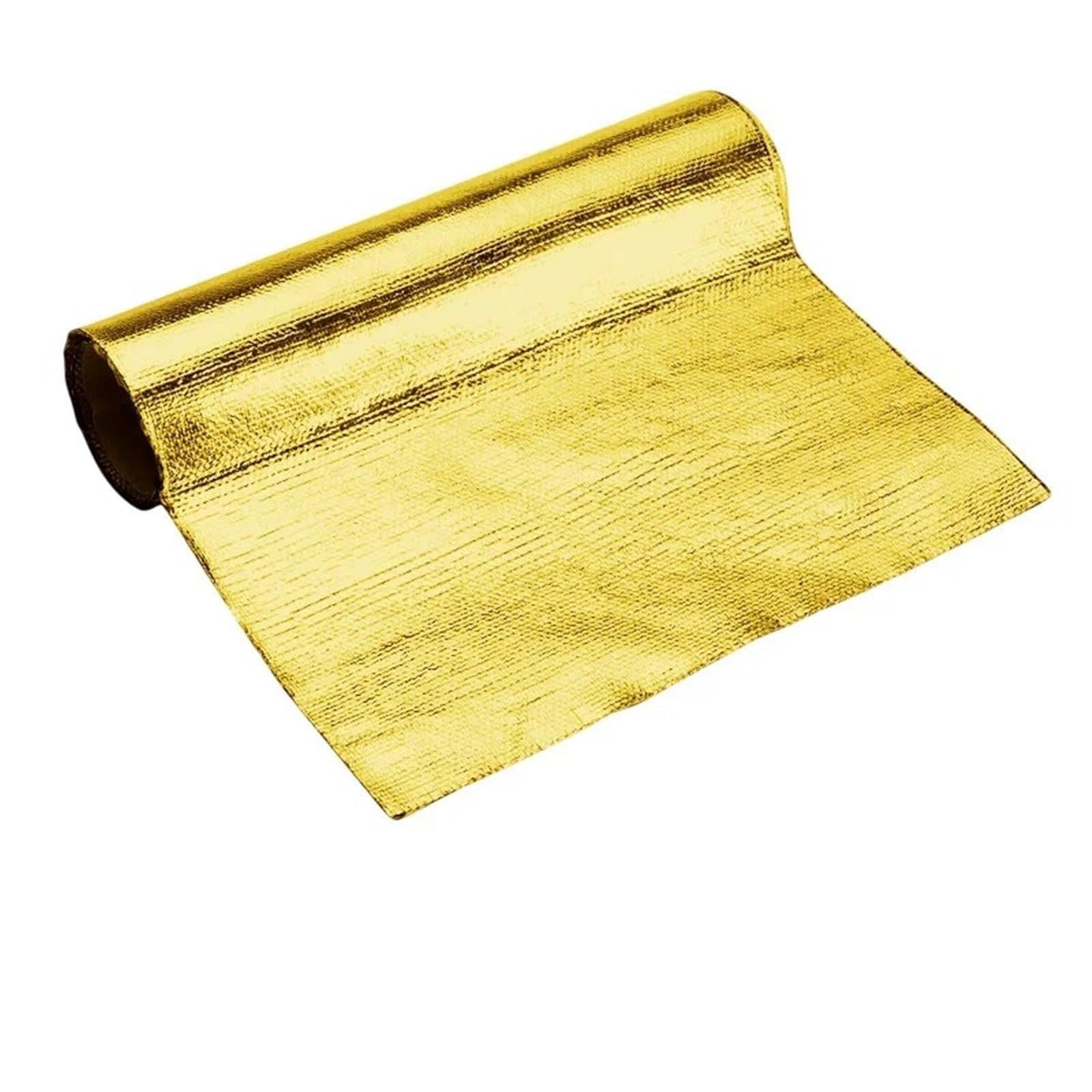 Dämmmatte Folienband Stoff Selbstklebende Wärmedämmmatte Auto Hitzeschutzfolie Film Hochtemperaturbeständig Fiberglas Aluminium Isolierung(Gold-06) von LKRGBXA