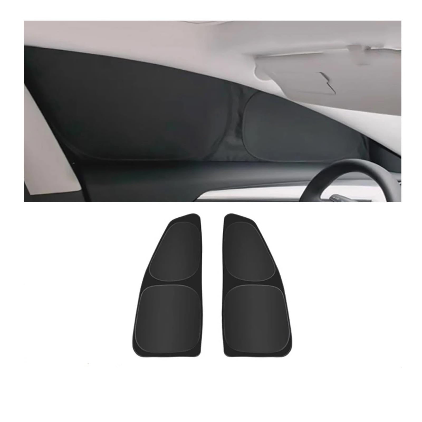 Sonnenblende Privatsphäre Sonnenschutz Für Tesla Für Modell 3 Y Custom-Fit Auto Seite Fenster Sonnenschutz Rollo Schattierung Für Camping Wandern Rest Zubehör Autofenster(M3 2PCS Front Black) von LKRGBXA