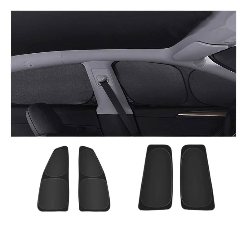 Sonnenblende Privatsphäre Sonnenschutz Für Tesla Für Modell 3 Y Custom-Fit Auto Seite Fenster Sonnenschutz Rollo Schattierung Für Camping Wandern Rest Zubehör Autofenster(Y 4PCS Black) von LKRGBXA