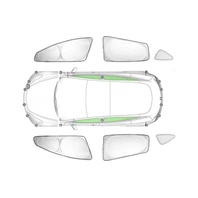 Sonnenblende Sonnenschutz Aus Silberbeschichtetem Stoff Für Tesla Für Modell 3 Y 2020-2023 Seitenfenster-Sichtschutz-Sonnenschutz Für Camping Autofenster(6PCS M-Y) von LKRGBXA