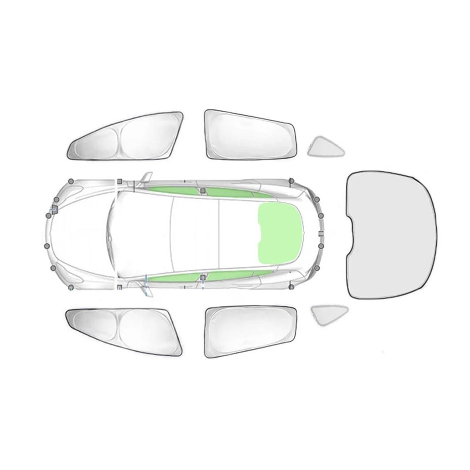 Sonnenblende Sonnenschutz Aus Silberbeschichtetem Stoff Für Tesla Für Modell 3 Y 2020-2023 Seitenfenster-Sichtschutz-Sonnenschutz Für Camping Autofenster(7PCS M-Y 2) von LKRGBXA